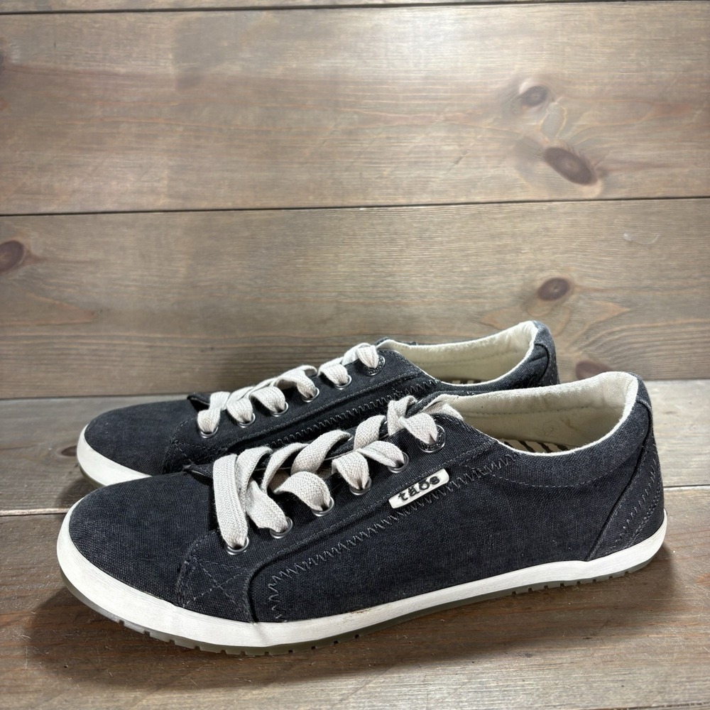 taos star women size 8 shoes black canvas comfort walking sneakers
